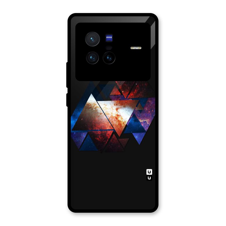 Fire Galaxy Triangles Glass Back Case for Vivo X80