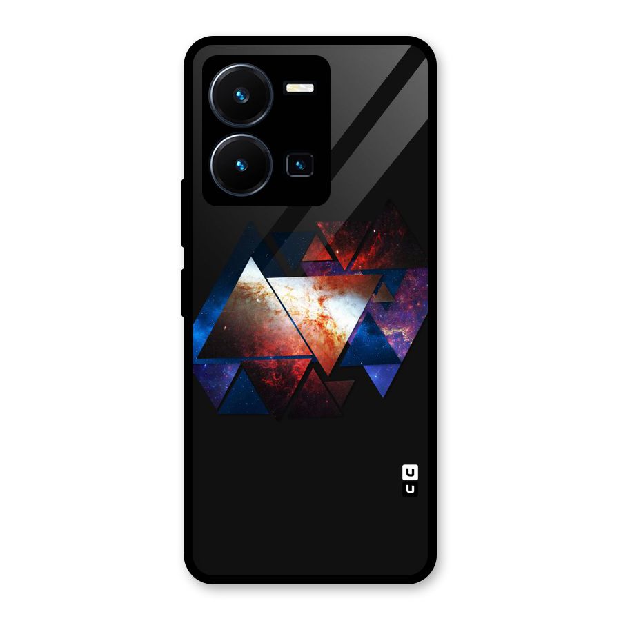 Fire Galaxy Triangles Glass Back Case for Vivo Y35
