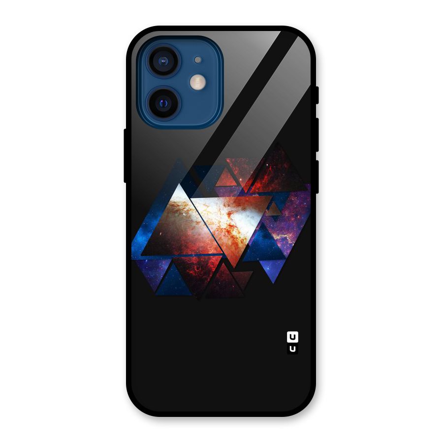 Fire Galaxy Triangles Glass Back Case for iPhone 12 Mini