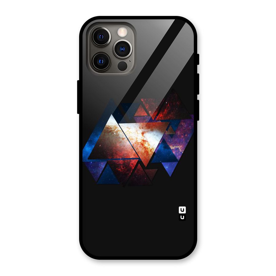 Fire Galaxy Triangles Glass Back Case for iPhone 12 Pro
