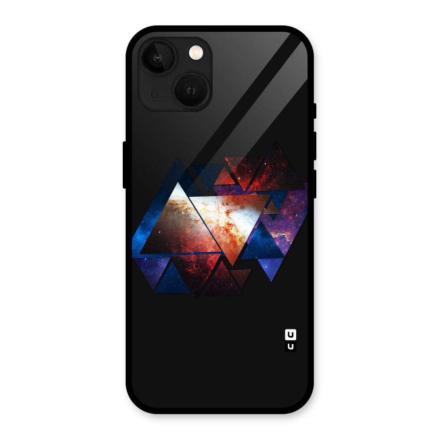 Fire Galaxy Triangles Glass Back Case for iPhone 13
