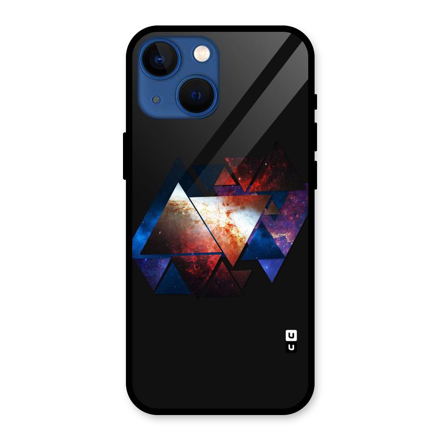 Fire Galaxy Triangles Glass Back Case for iPhone 13 Mini