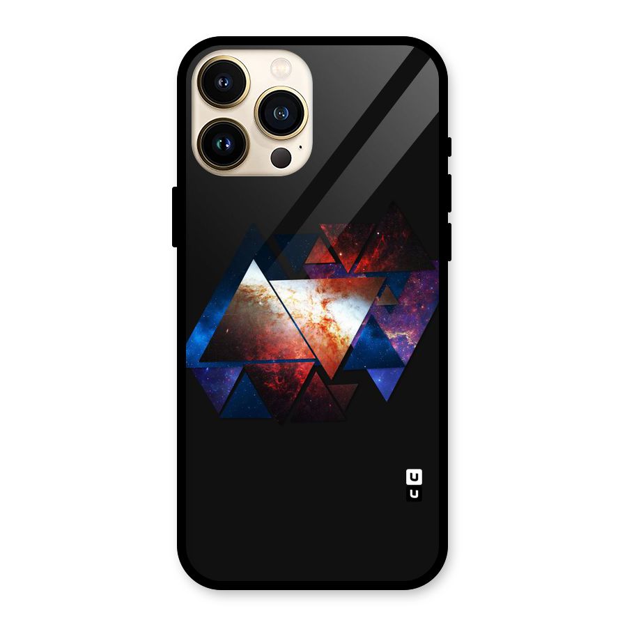 Fire Galaxy Triangles Glass Back Case for iPhone 13 Pro Max