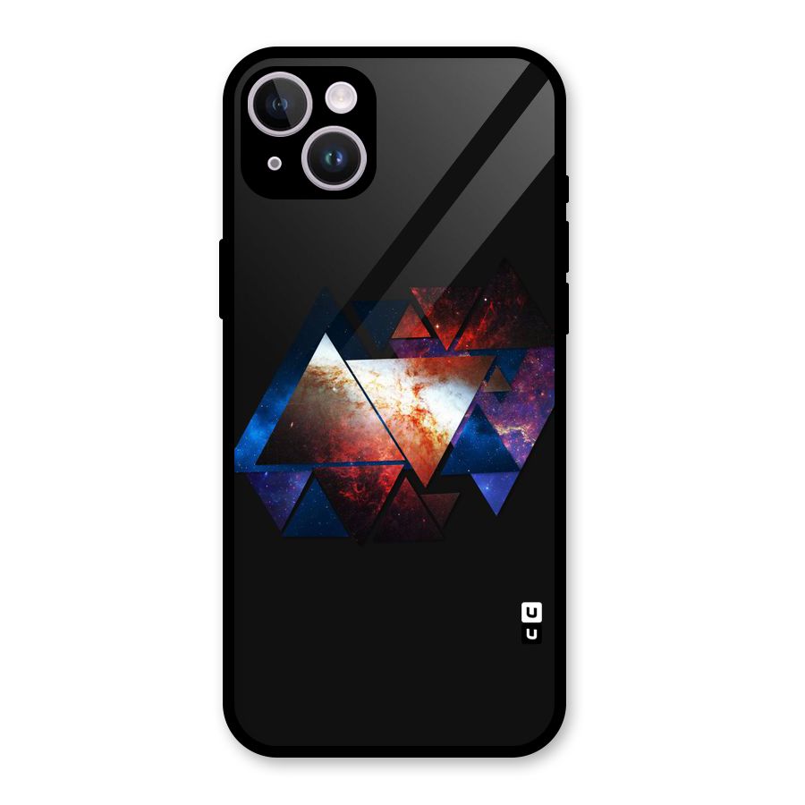 Fire Galaxy Triangles Glass Back Case for iPhone 14 Plus