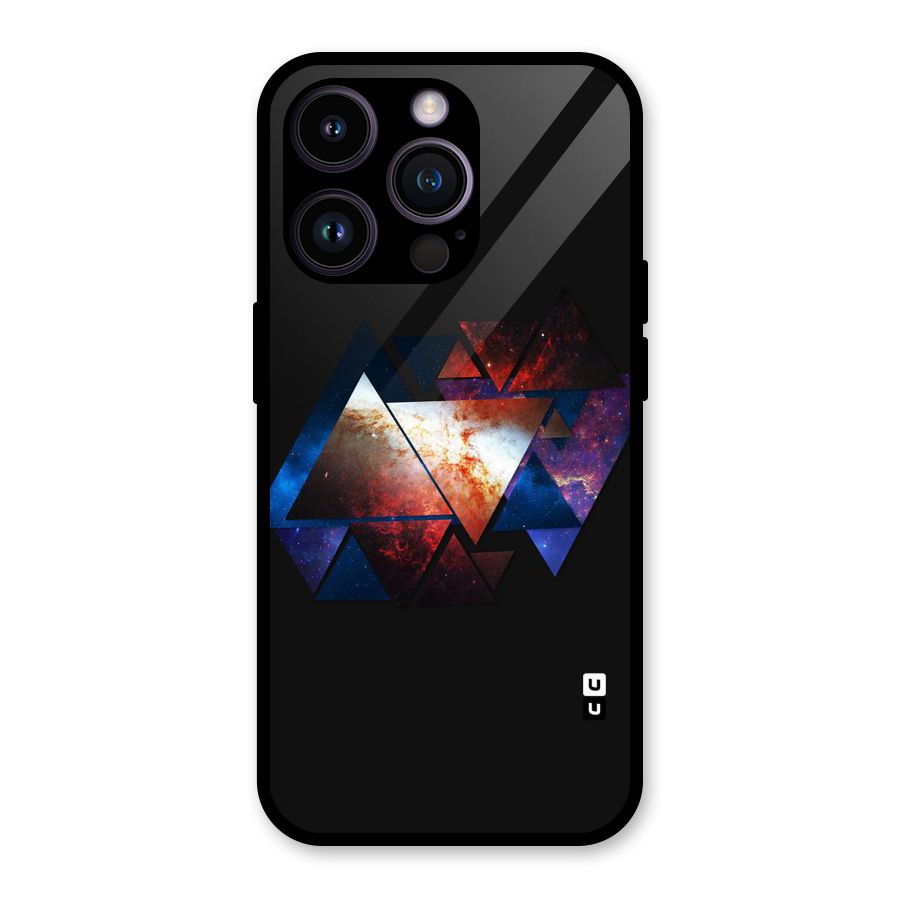 Fire Galaxy Triangles Glass Back Case for iPhone 14 Pro