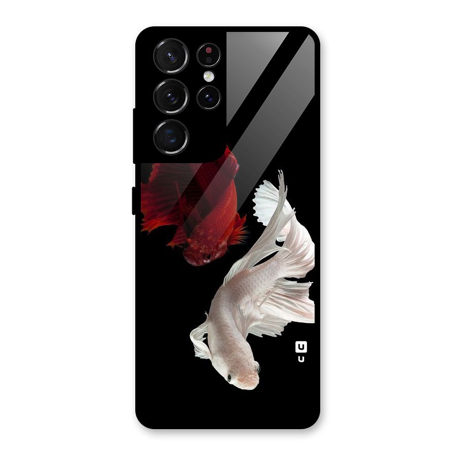Fish Design Glass Back Case for Galaxy S21 Ultra 5G