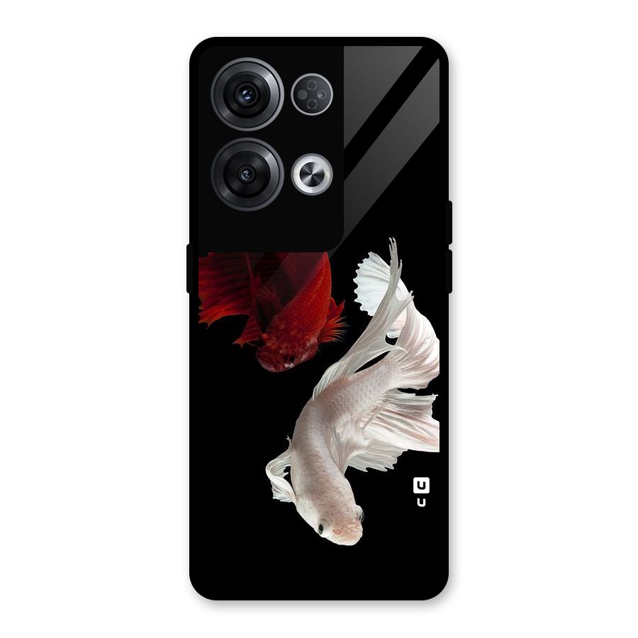 Fish Design Glass Back Case for Oppo Reno8 Pro 5G
