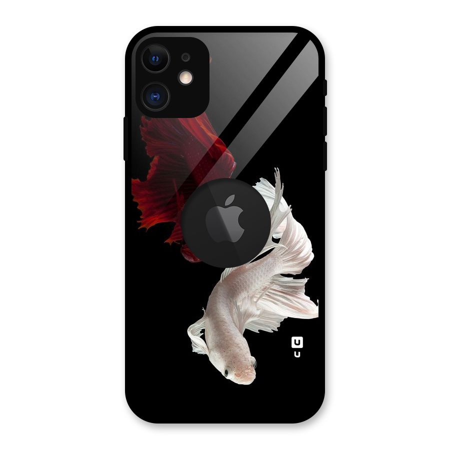 Fish Design Glass Back Case for iPhone 11 Logo Cut