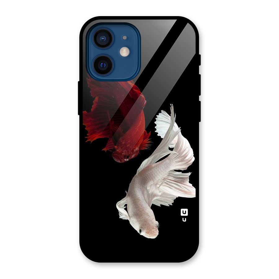 Fish Design Glass Back Case for iPhone 12 Mini