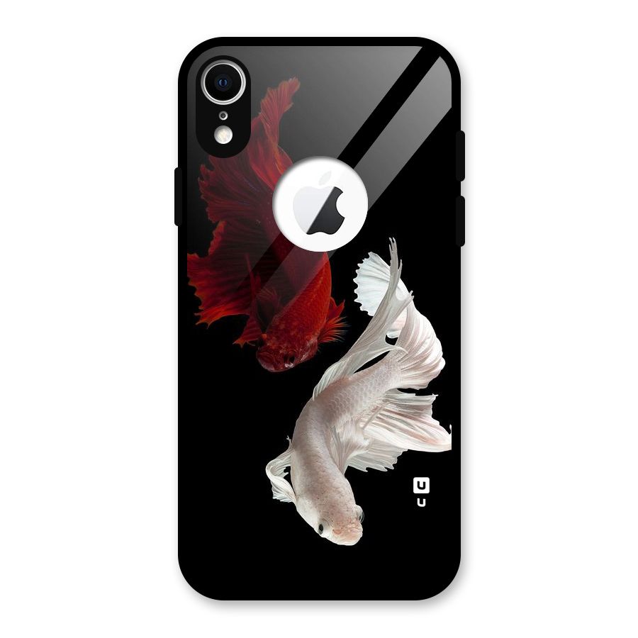Fish Design Glass Back Case for iPhone XR Logo Cut