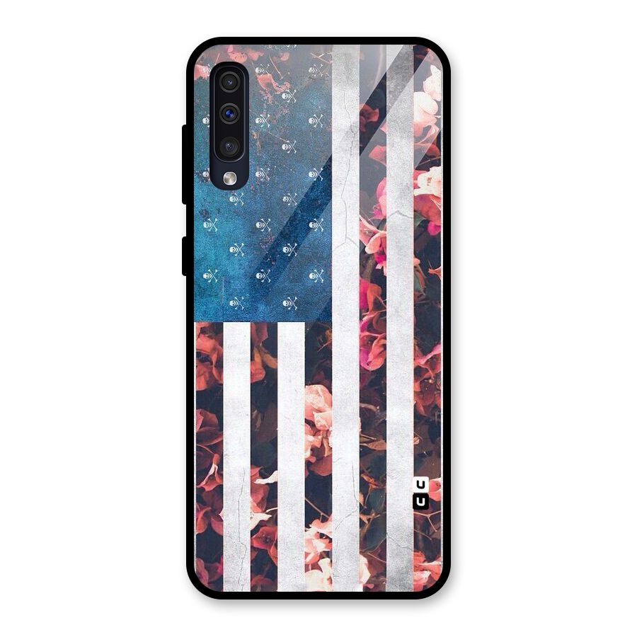 Flag Stripes Glass Back Case for Galaxy A50