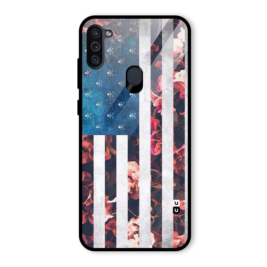 Flag Stripes Glass Back Case for Galaxy M11