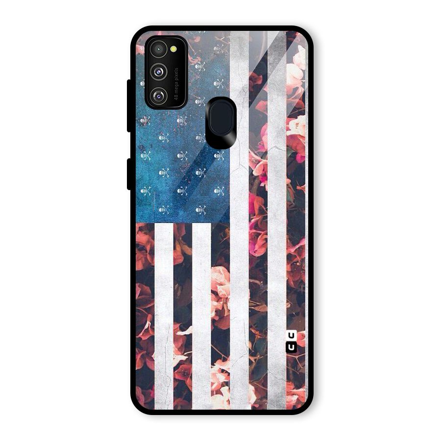 Flag Stripes Glass Back Case for Galaxy M30s