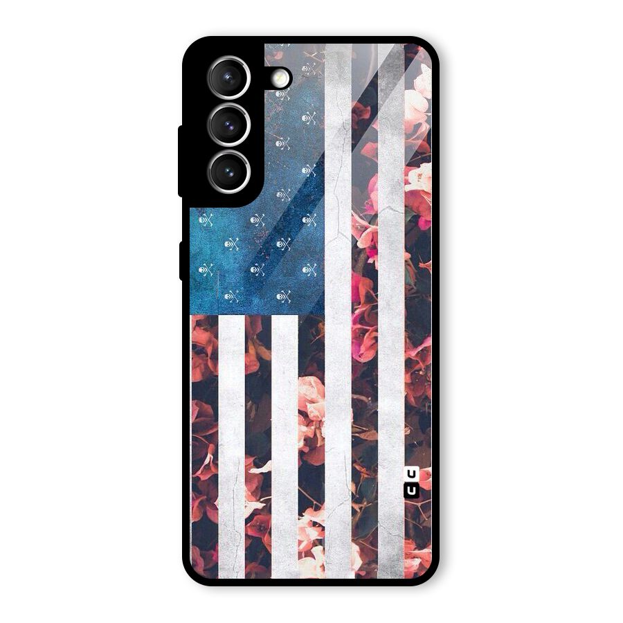 Flag Stripes Glass Back Case for Galaxy S21 5G
