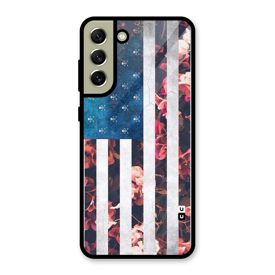 Flag Stripes Glass Back Case for Galaxy S21 FE 5G