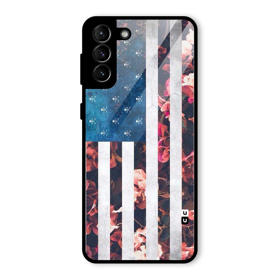 Flag Stripes Glass Back Case for Galaxy S21 Plus