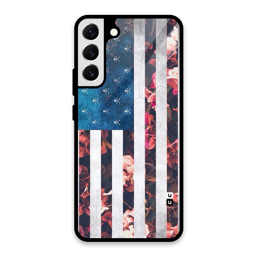 Flag Stripes Glass Back Case for Galaxy S22 Plus 5G
