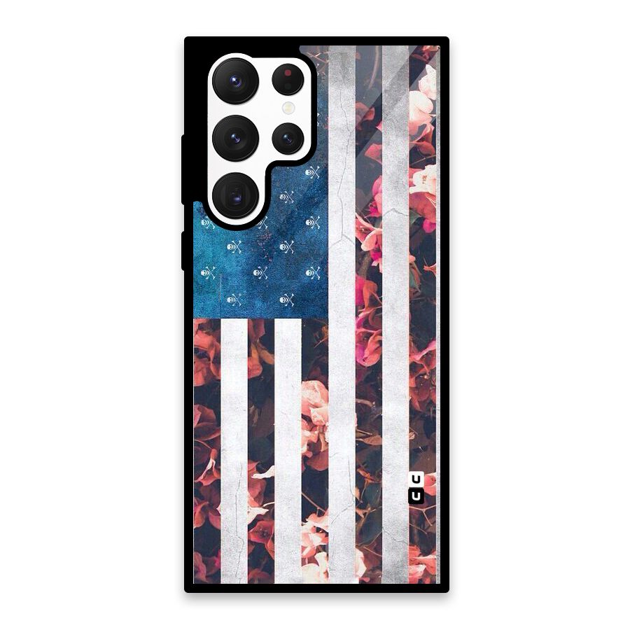 Flag Stripes Glass Back Case for Galaxy S22 Ultra 5G