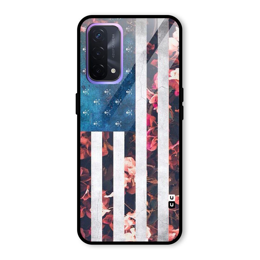 Flag Stripes Glass Back Case for Oppo A74 5G