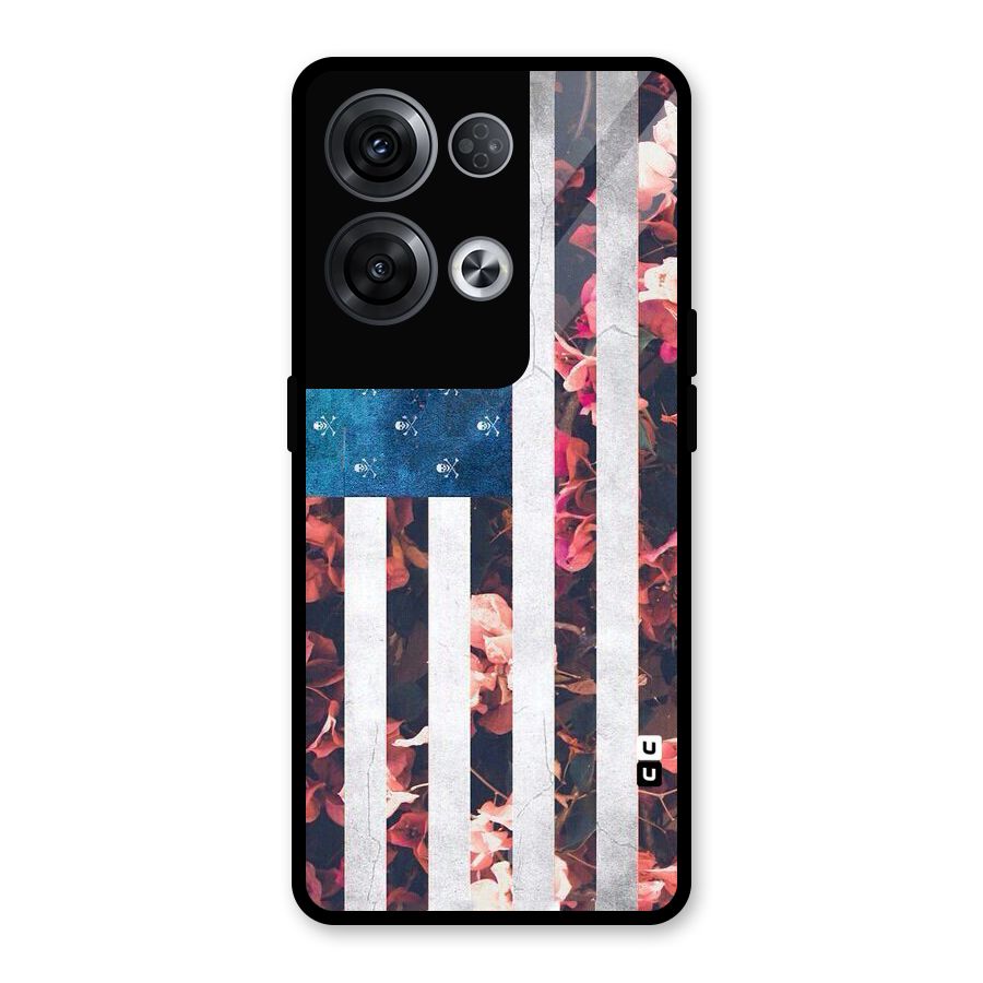 Flag Stripes Glass Back Case for Oppo Reno8 Pro 5G