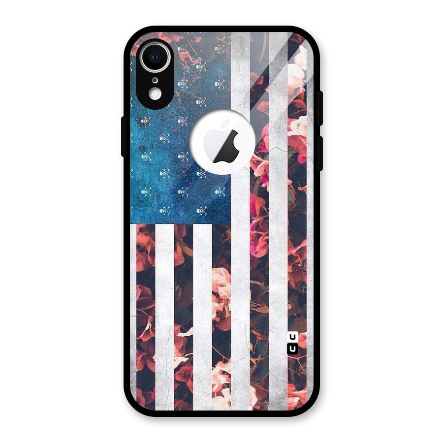 Flag Stripes Glass Back Case for iPhone XR Logo Cut