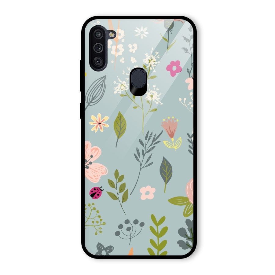 Flawless Flowers Glass Back Case for Galaxy M11