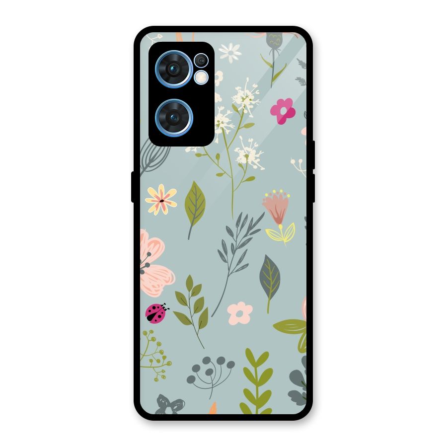 Flawless Flowers Glass Back Case for Oppo Reno7 5G