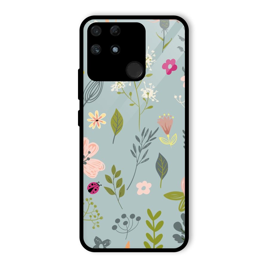 Flawless Flowers Glass Back Case for Realme Narzo 50A