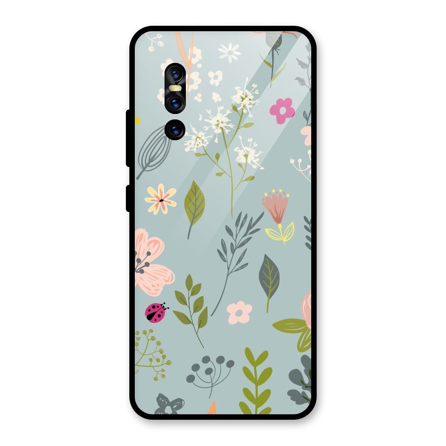 Flawless Flowers Glass Back Case for Vivo V15 Pro
