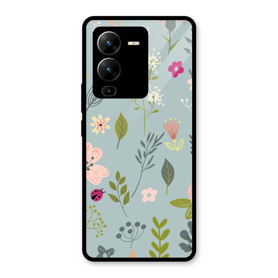 Flawless Flowers Glass Back Case for Vivo V25 Pro