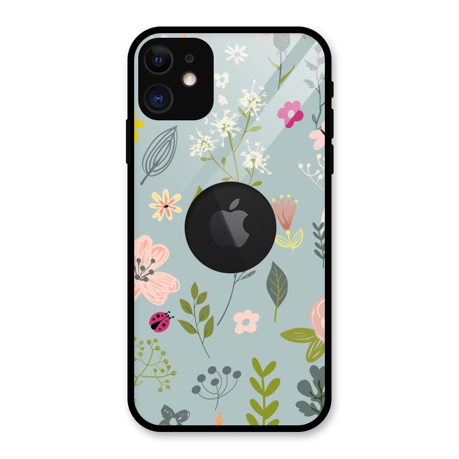Flawless Flowers Glass Back Case for iPhone 11 Logo Cut