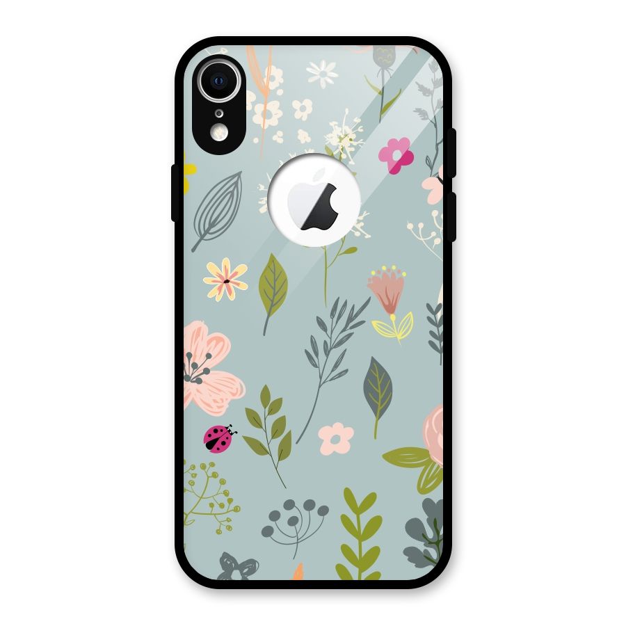 Flawless Flowers Glass Back Case for iPhone XR Logo Cut