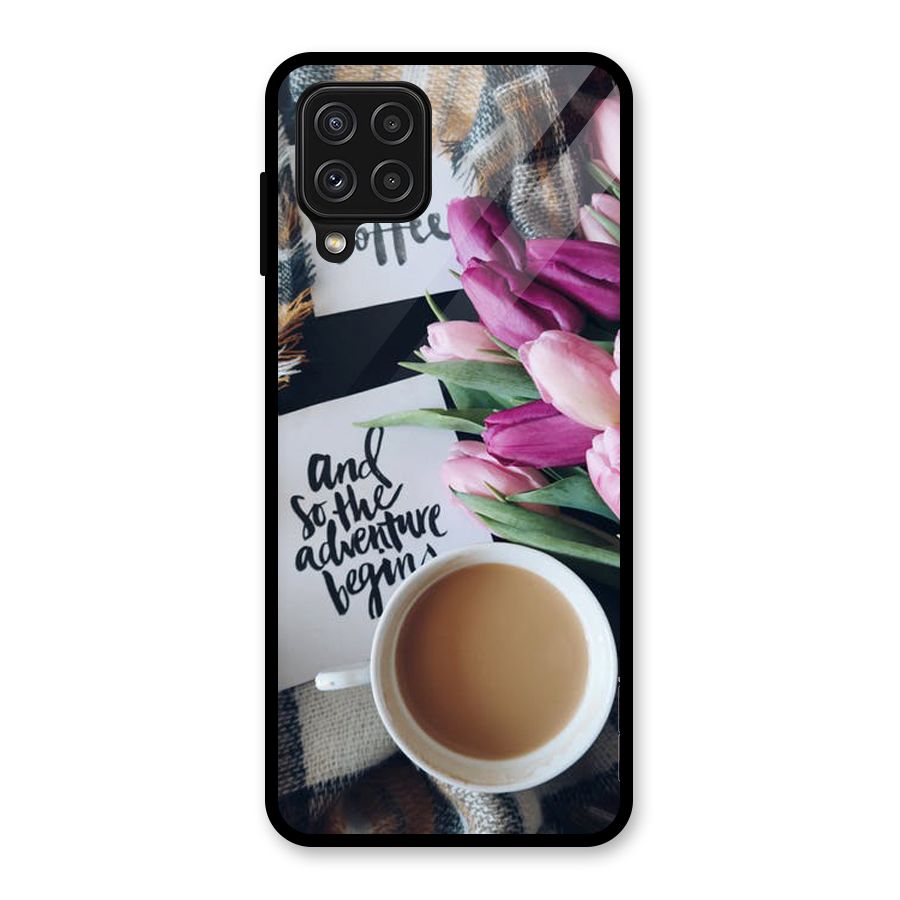 Floral Adventure Glass Back Case for Galaxy A22 4G