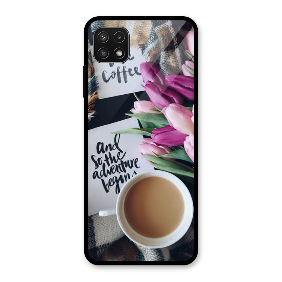 Floral Adventure Glass Back Case for Galaxy A22 5G