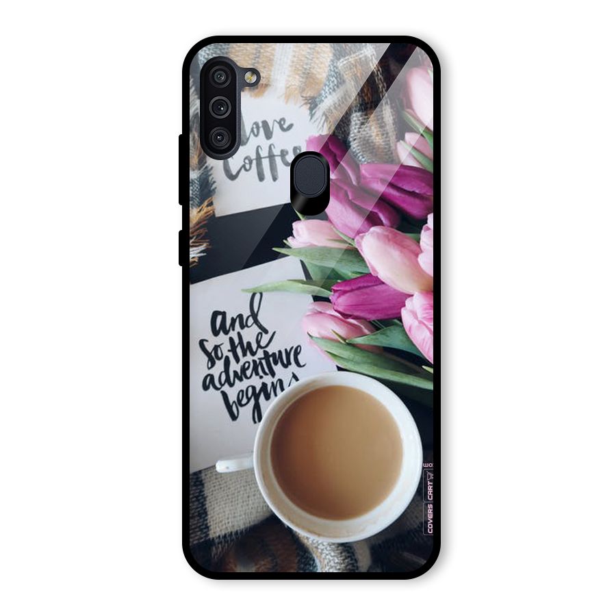 Floral Adventure Glass Back Case for Galaxy M11