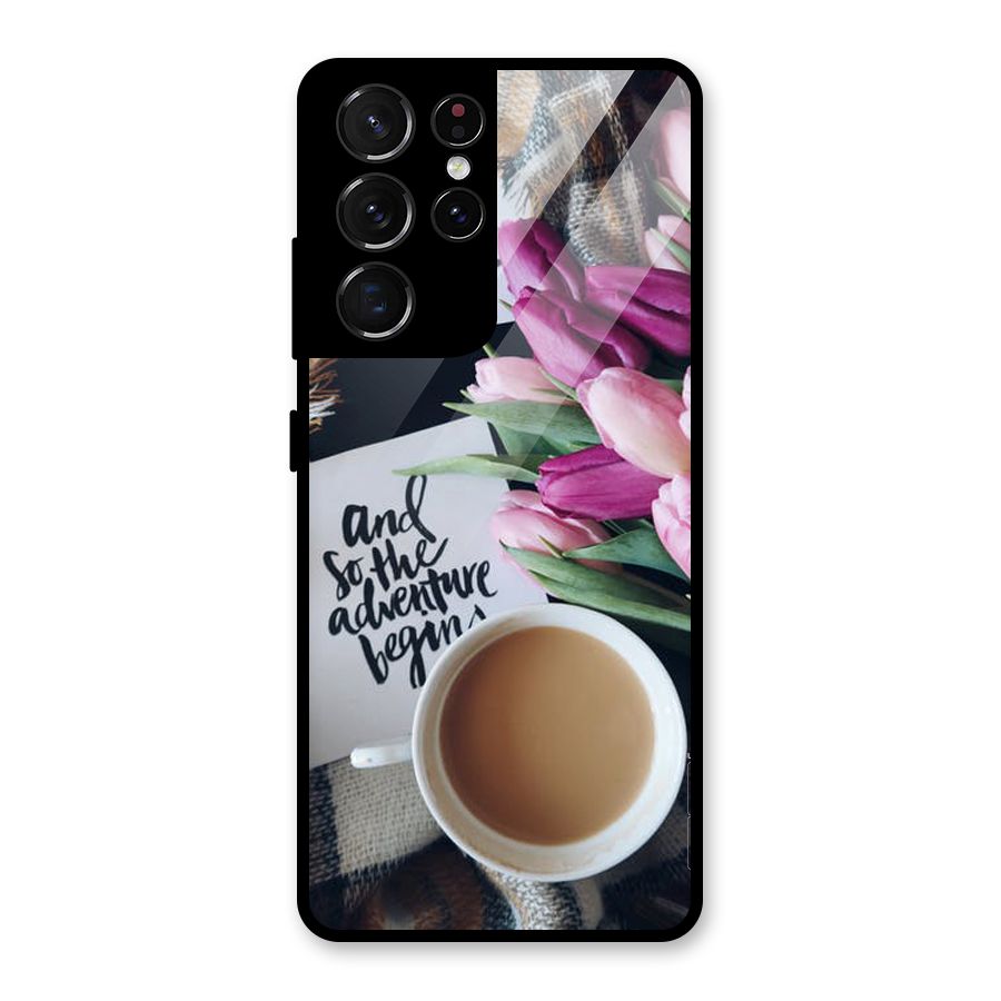 Floral Adventure Glass Back Case for Galaxy S21 Ultra 5G