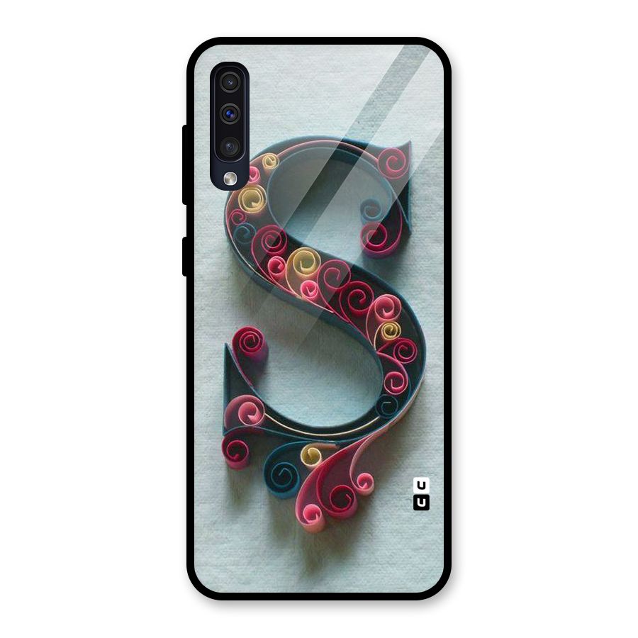 Floral Alphabet Glass Back Case for Galaxy A30s