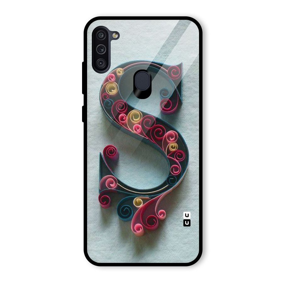Floral Alphabet Glass Back Case for Galaxy M11