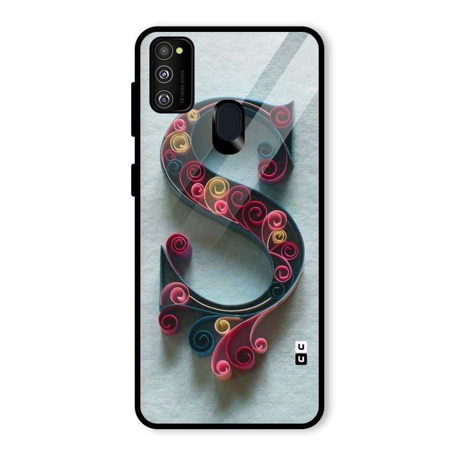 Floral Alphabet Glass Back Case for Galaxy M30s