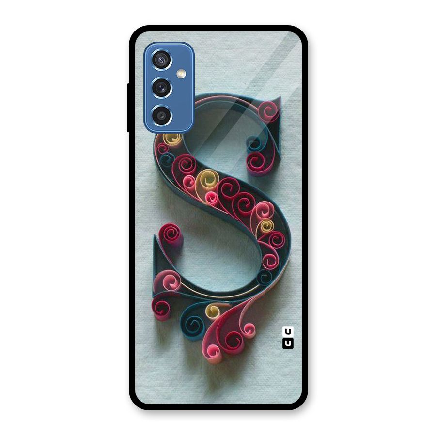 Floral Alphabet Glass Back Case for Galaxy M52 5G