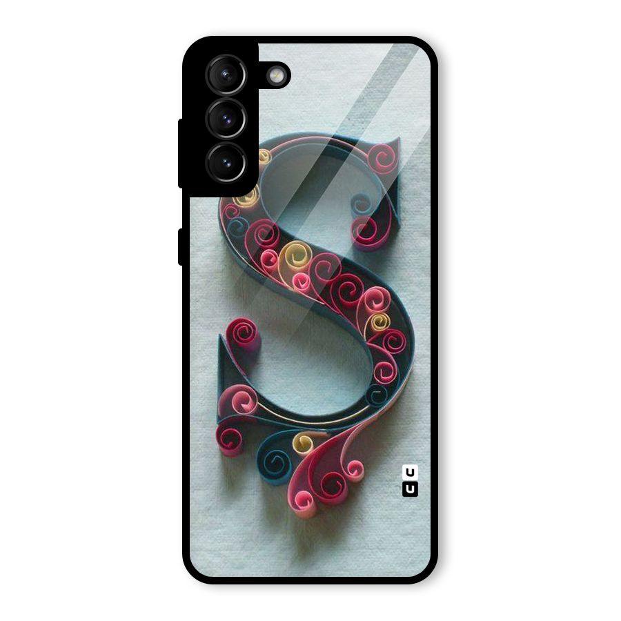 Floral Alphabet Glass Back Case for Galaxy S21 Plus