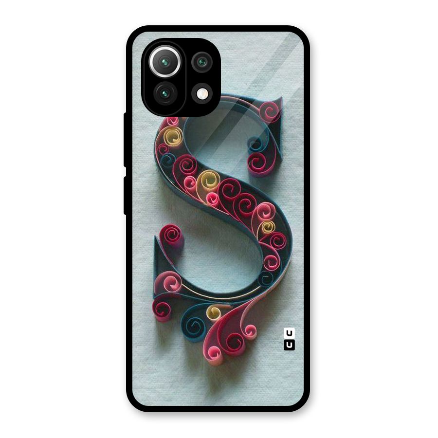 Floral Alphabet Glass Back Case for Mi 11 Lite