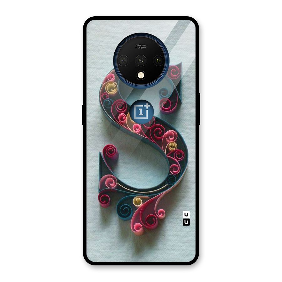 Floral Alphabet Glass Back Case for OnePlus 7T