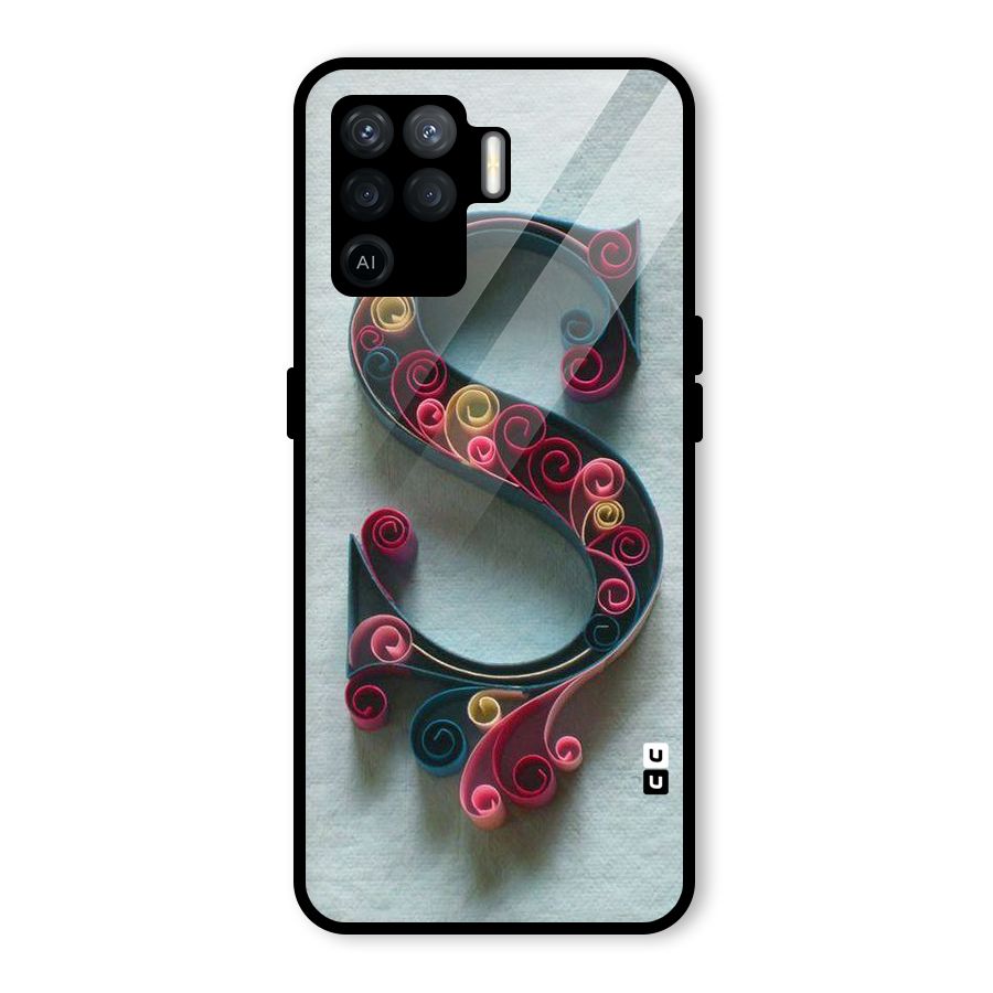 Floral Alphabet Glass Back Case for Oppo F19 Pro
