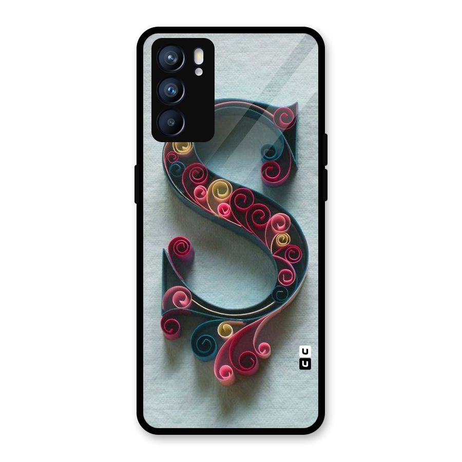 Floral Alphabet Glass Back Case for Oppo Reno6 5G