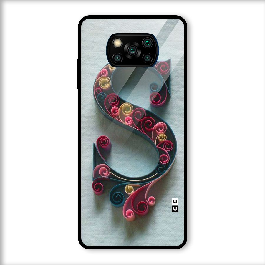 Floral Alphabet Glass Back Case for Poco X3