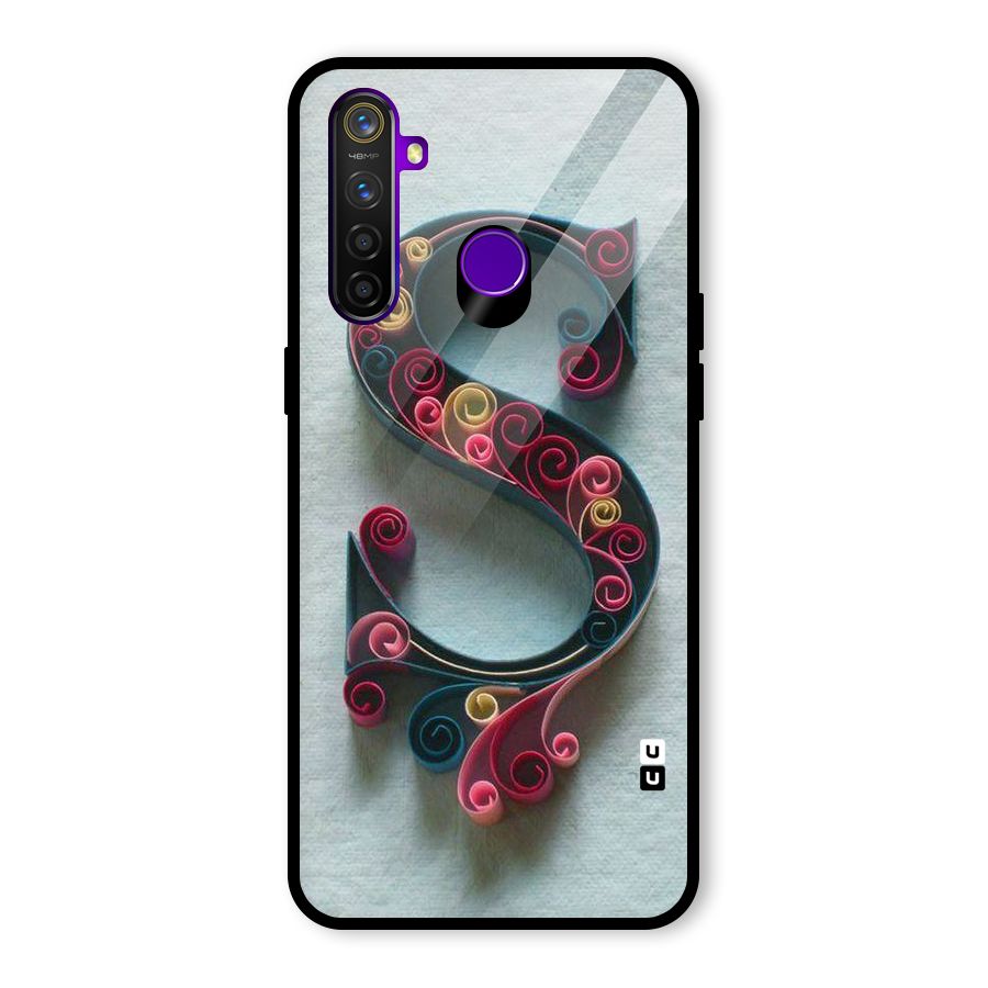 Floral Alphabet Glass Back Case for Realme 5 Pro