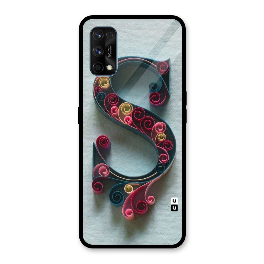 Floral Alphabet Glass Back Case for Realme 7 Pro