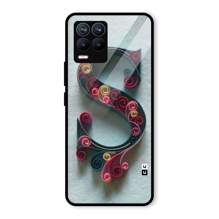 Floral Alphabet Glass Back Case for Realme 8