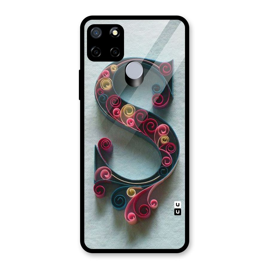 Floral Alphabet Glass Back Case for Realme Narzo 30A